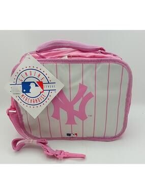 Y2K 2008 New York Yankees White/Pink Pin Strip Lunch Box 10.5" x 8.5"
